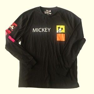 Mickey Disney Top Pullover Long Sleeves Black Mickey Featured Size Med/Unisex